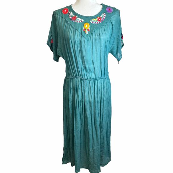 VTG. 70’s Young Edwardian by Arpeja Midi Dress Women’s sz. M Green Boho Prairie - Picture 3 of 9